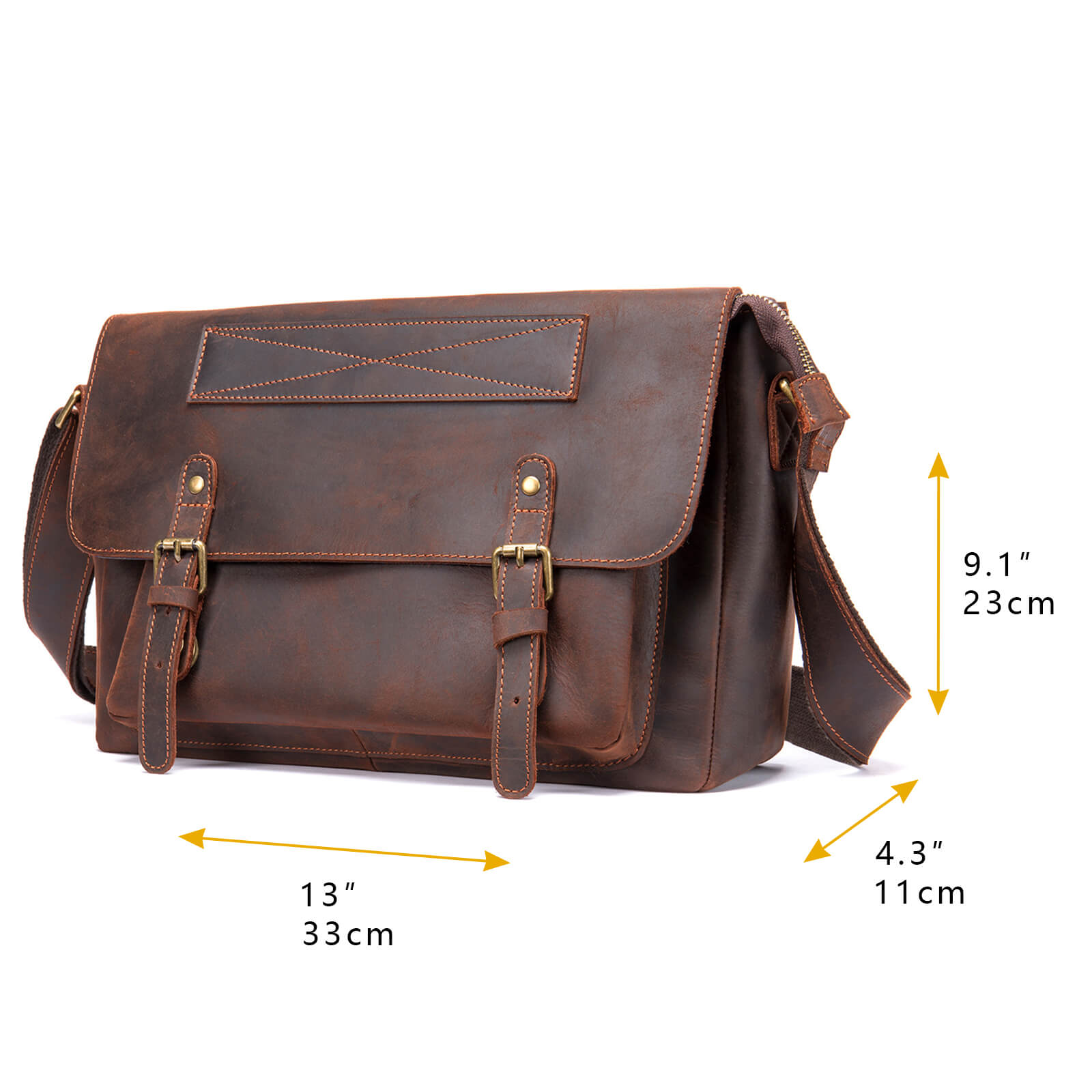 Brown Leather Messenger Bag Dimensions