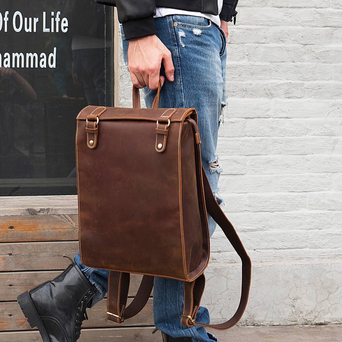 Leather Work Backpack