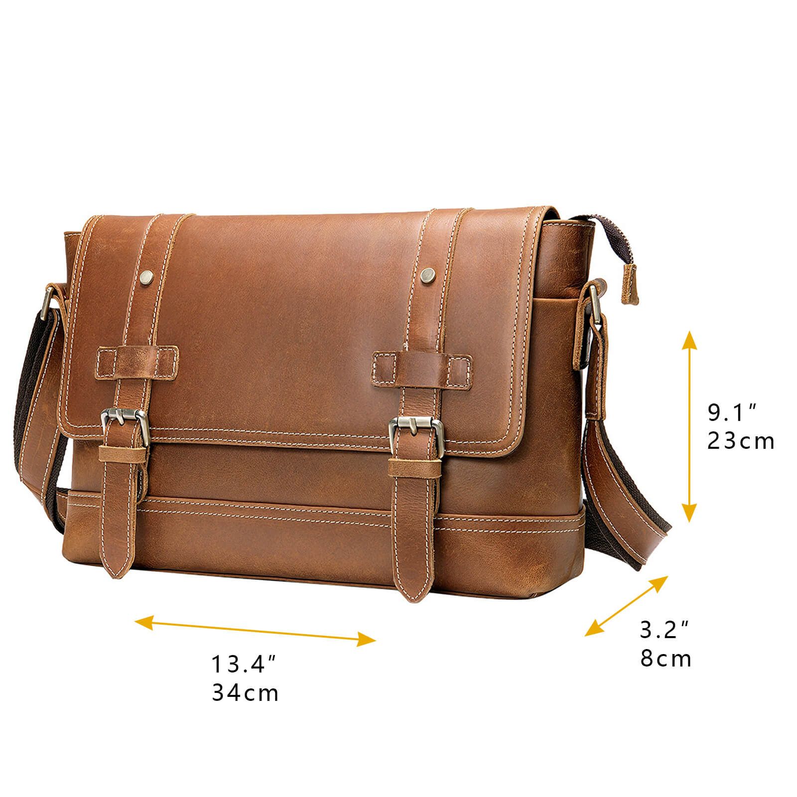 Leather Crossbody Messenger Bag​ Dimensions
