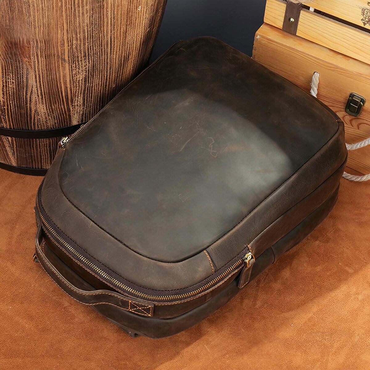 Mens Laptop Leather Backpack