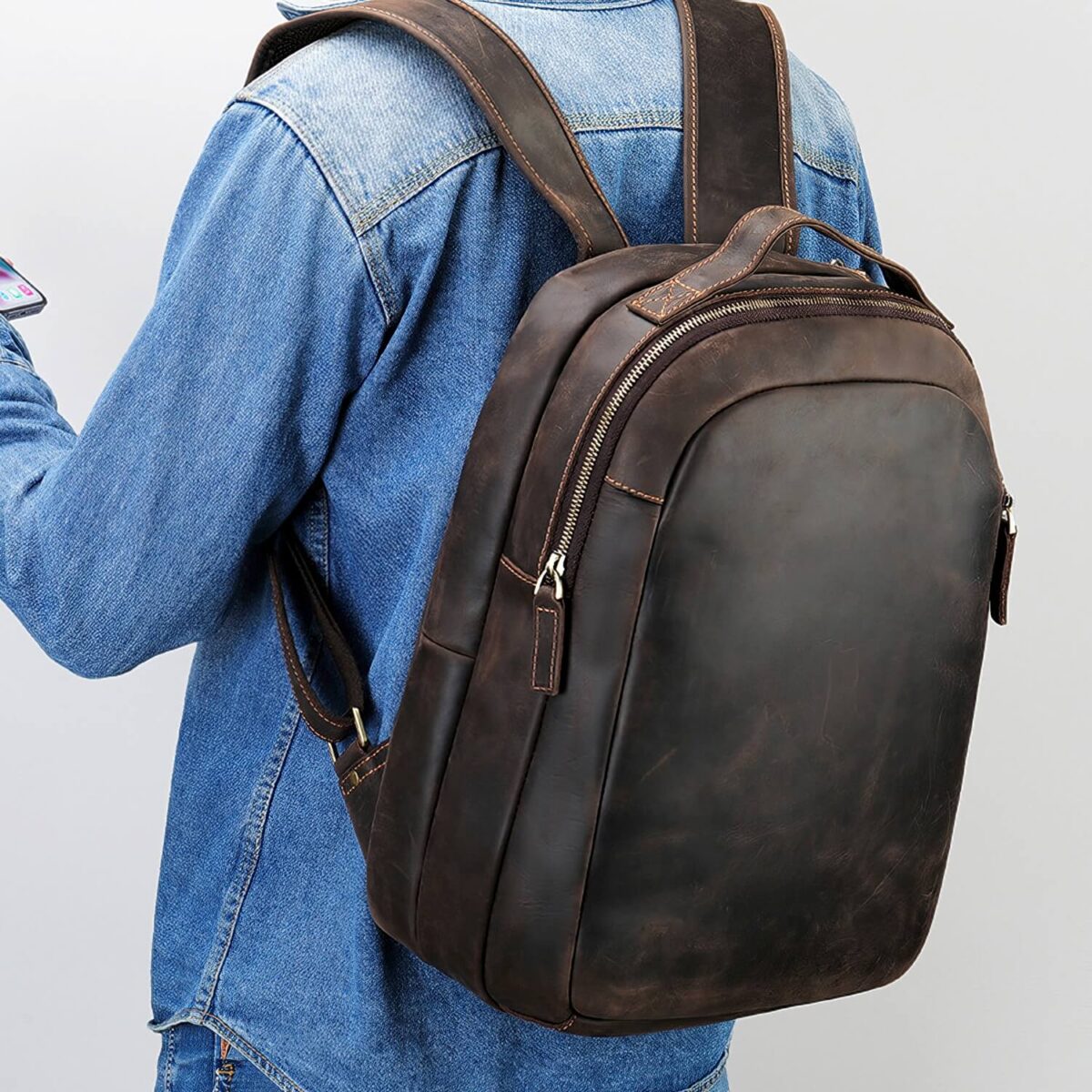 Mens Laptop Leather Backpack