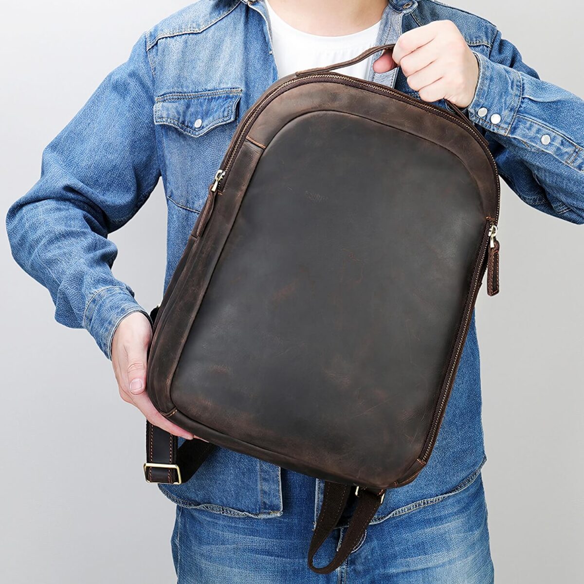 Mens Laptop Leather Backpack