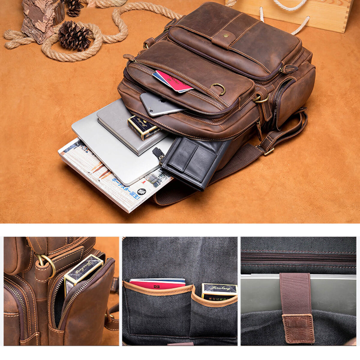 Mens Leather Rucksack