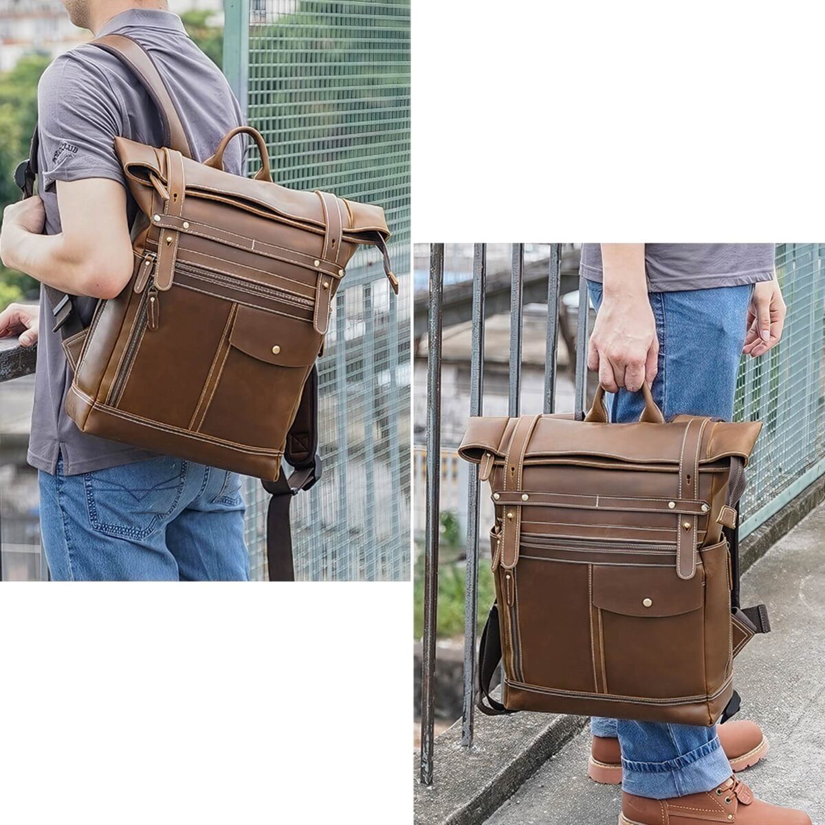 Mens Vintage Leather Backpack