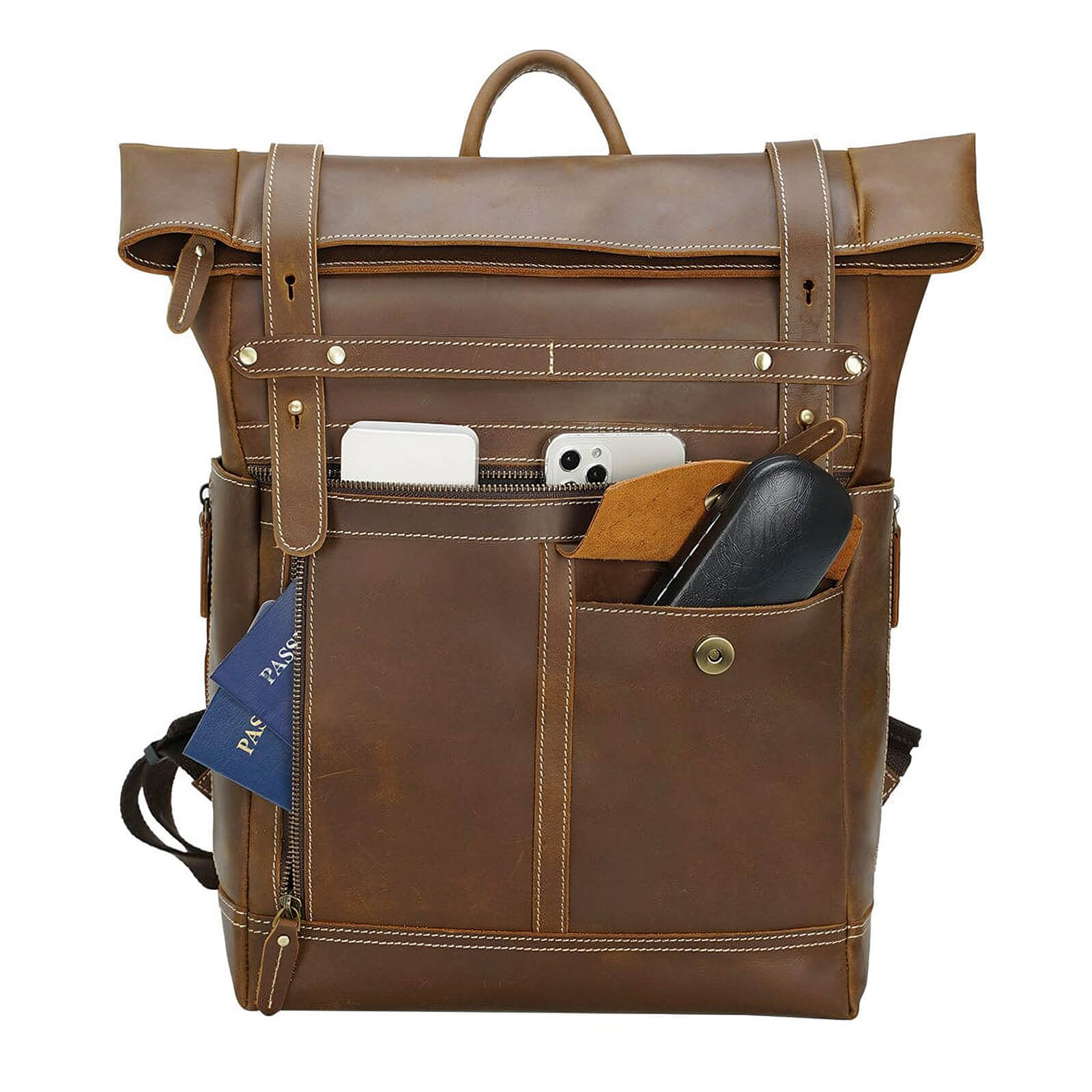 Mens Vintage Leather Backpack 8