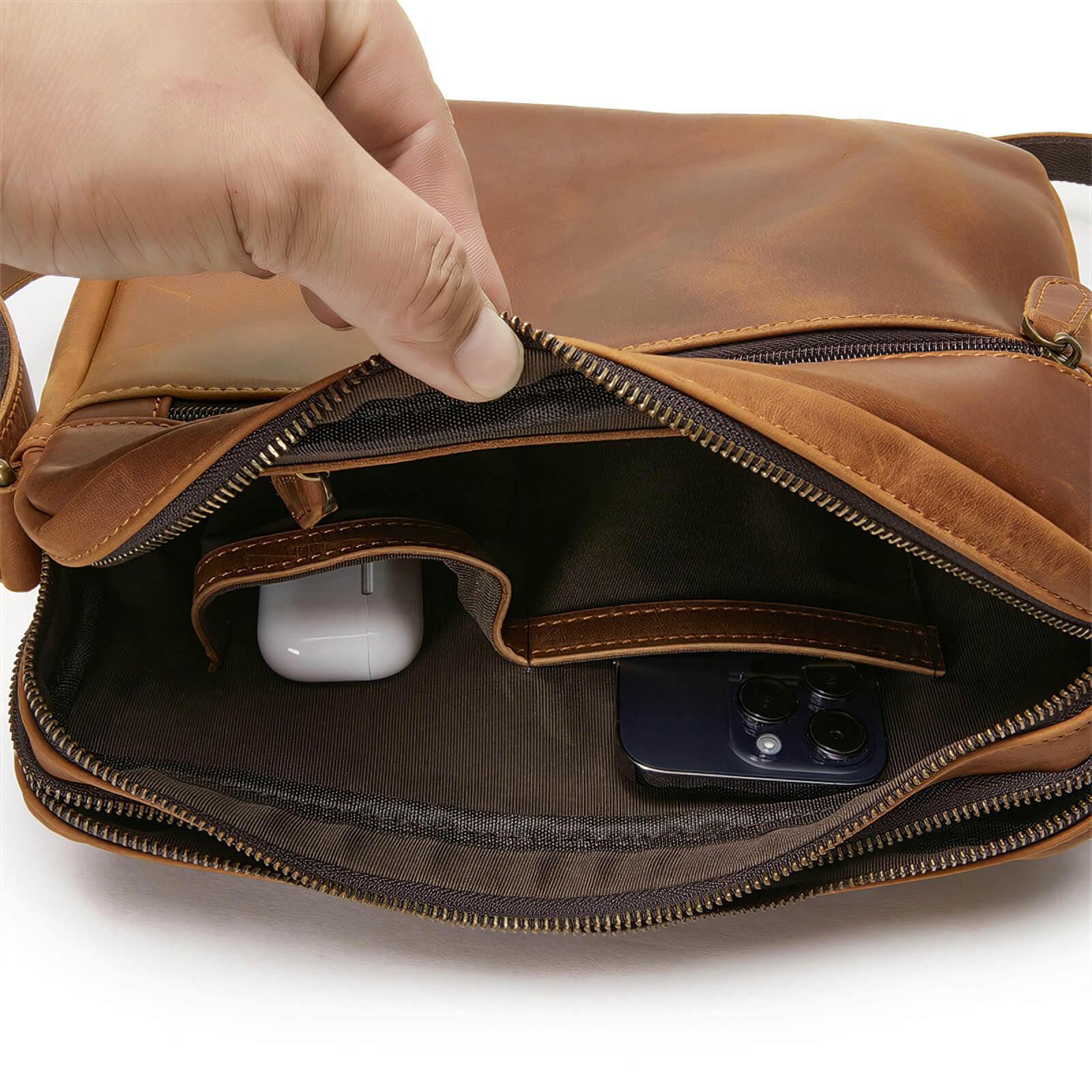 Small Leather Messenger Bag 11