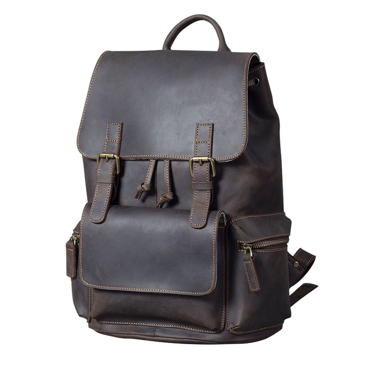 Vintage Drawstring Leather Backpack
